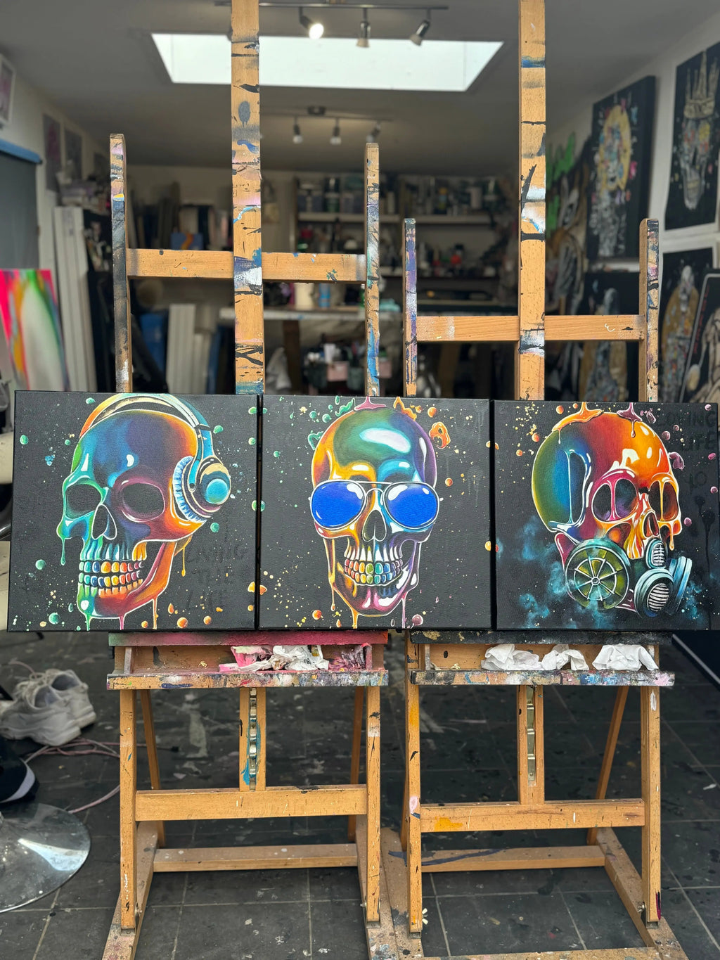 Sensory Overload Triptych - Original - SOLD by artist Becky Smith - Wyecliffe Galleries