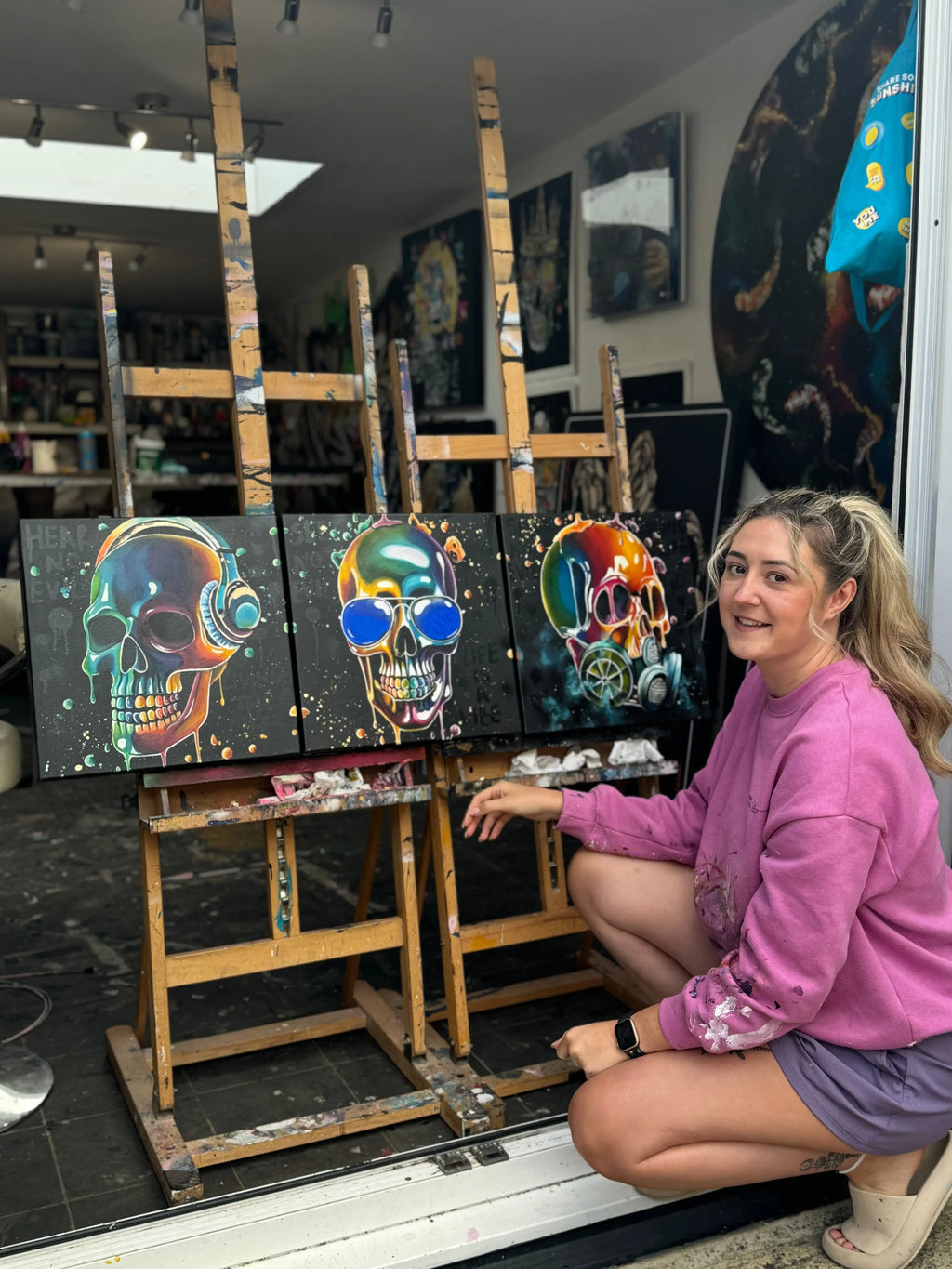 Sensory Overload Triptych - Original - SOLD by artist Becky Smith - Wyecliffe Galleries