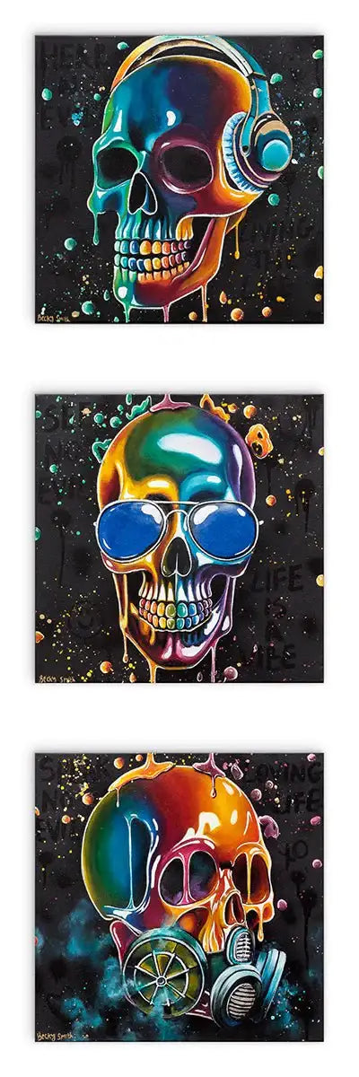 Sensory Overload Triptych - Original - SOLD by artist Becky Smith - Wyecliffe Galleries