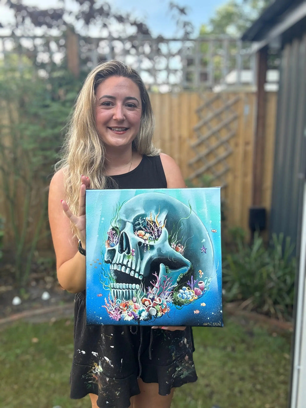 Skull Of Cancer - Original - SOLD by artist Becky Smith - Wyecliffe Galleries