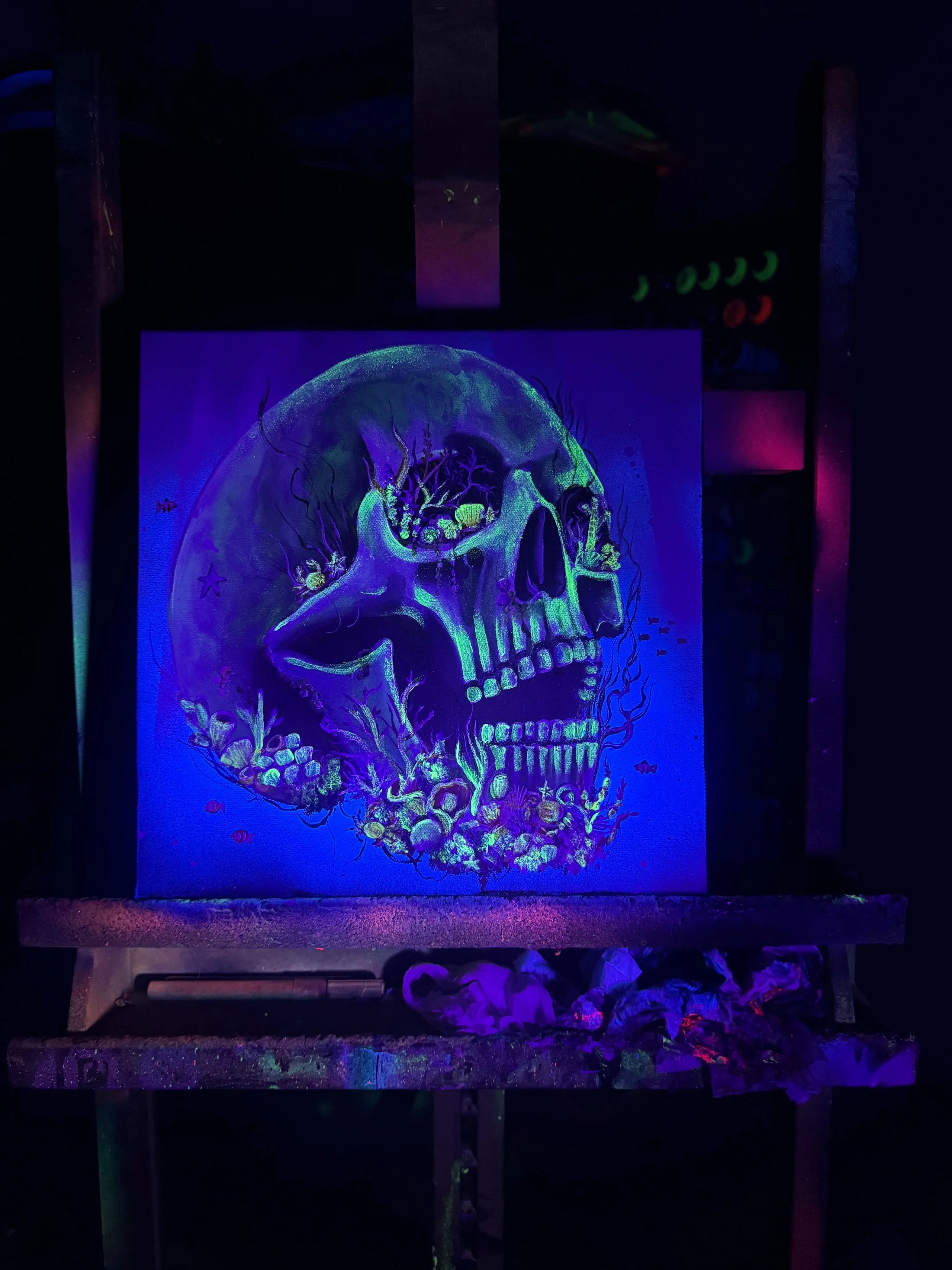 Skull Of Cancer - Original - SOLD by artist Becky Smith - Wyecliffe Galleries