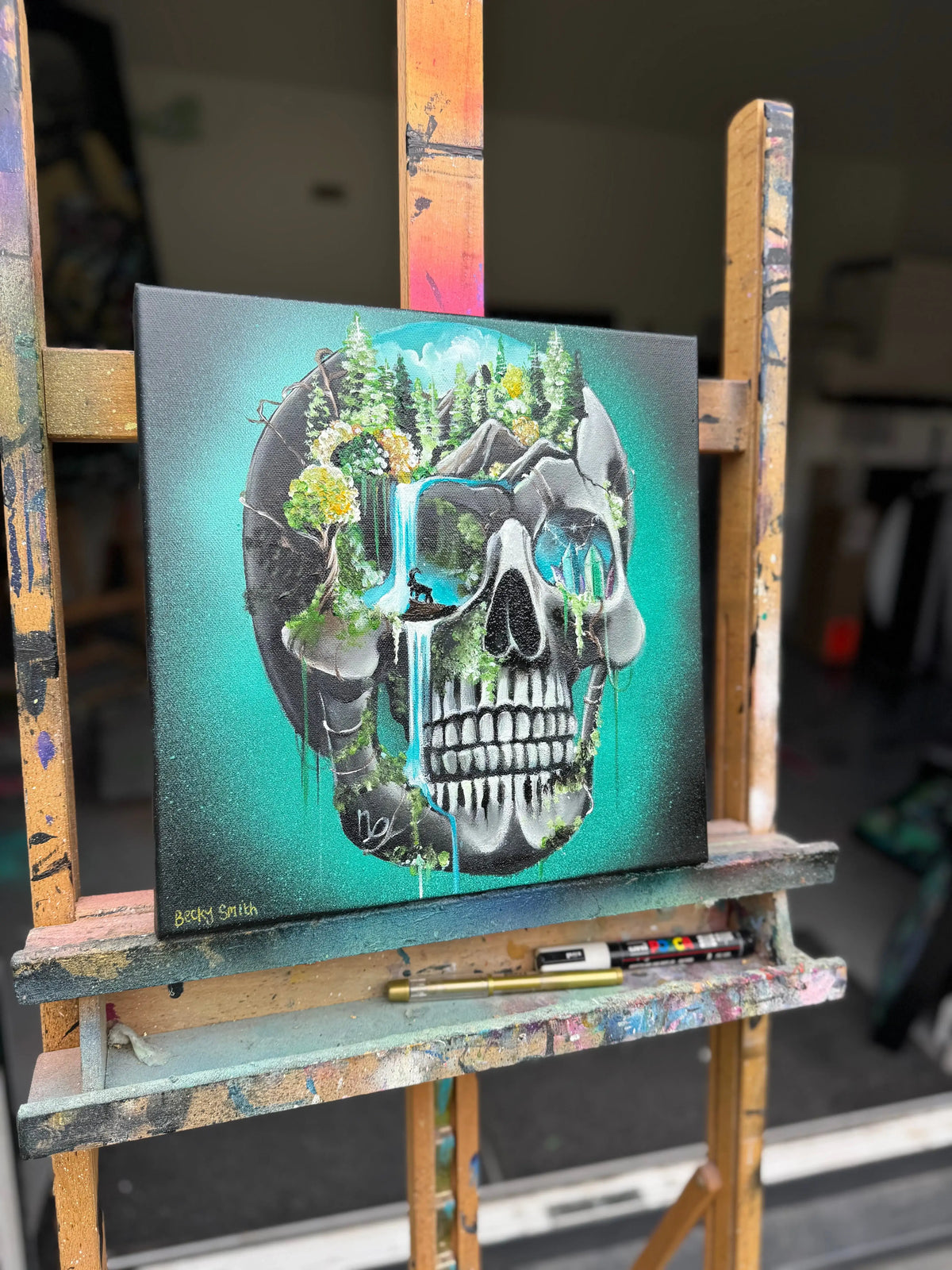 Skull Of Capricorn - Original - SOLD by artist Becky Smith - Wyecliffe Galleries