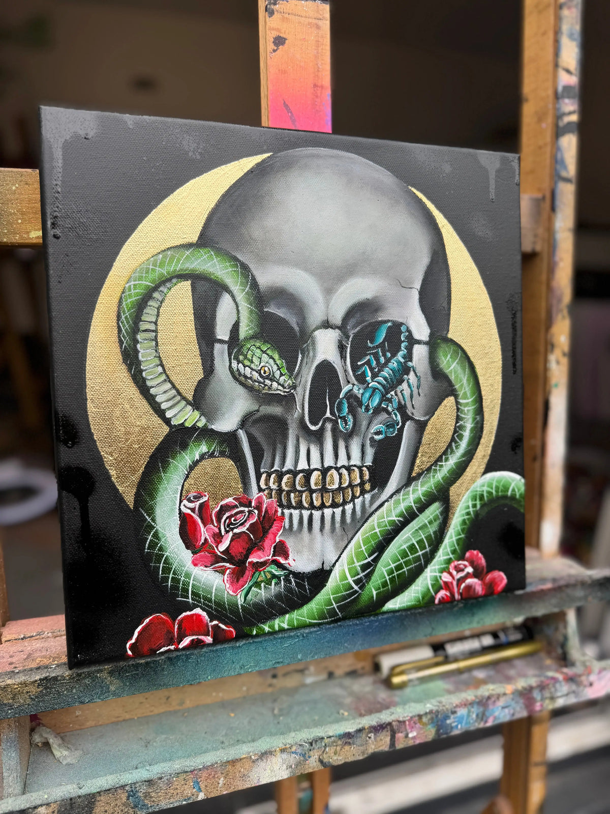 Skull Of Scorpio - Original - SOLD by artist Becky Smith - Wyecliffe Galleries