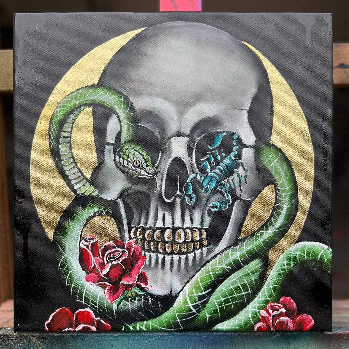 Skull Of Scorpio - Original - SOLD by artist Becky Smith - Wyecliffe Galleries