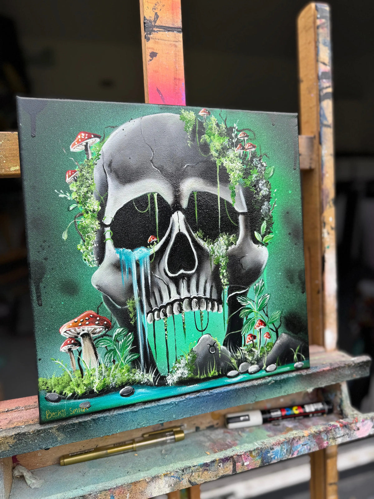 Skull Of Taurus - Original - SOLD by artist Becky Smith - Wyecliffe Galleries