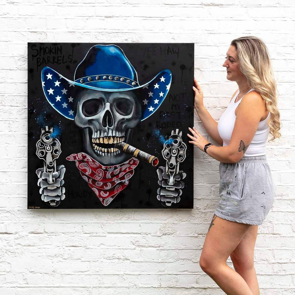 Smokin Barrel's - Original by artist Becky Smith - Wyecliffe Galleries