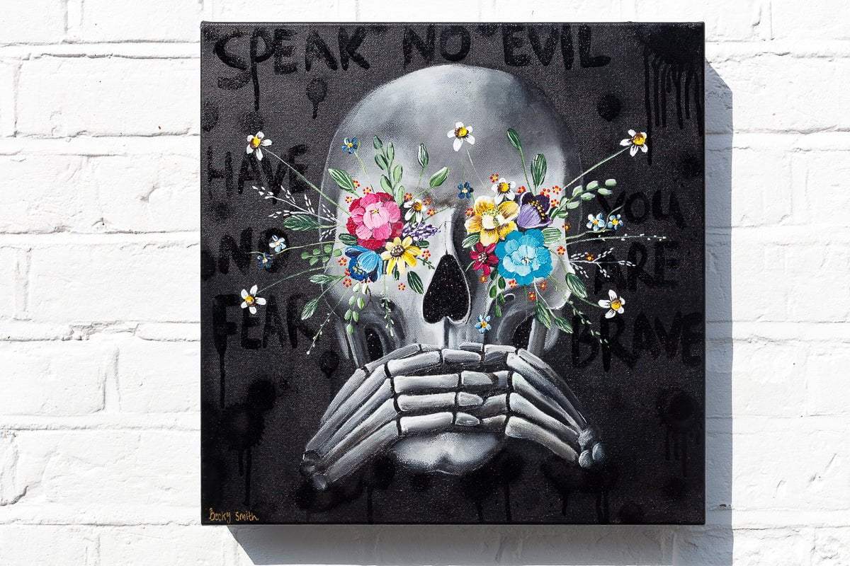 Speak No Evil, See No Evil, Hear No Evil Triptych - Original - SOLD by artist Becky Smith - Wyecliffe Galleries