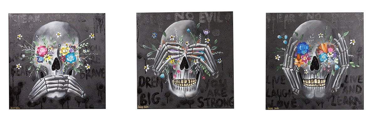 Speak No Evil, See No Evil, Hear No Evil Triptych - Original - SOLD by artist Becky Smith - Wyecliffe Galleries