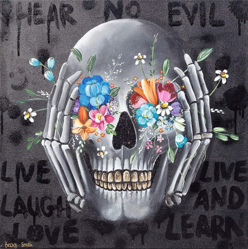 Speak No Evil, See No Evil, Hear No Evil Triptych - Original - SOLD by artist Becky Smith - Wyecliffe Galleries