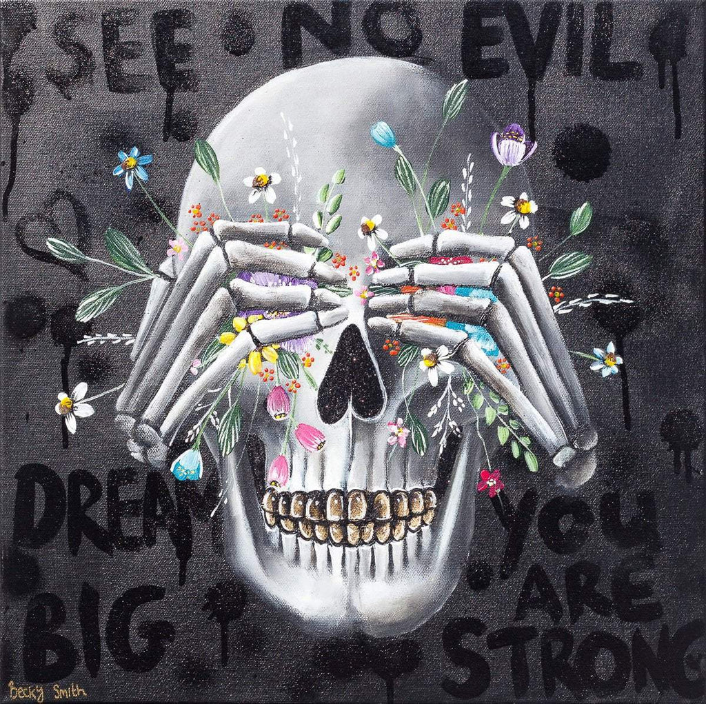 Speak No Evil, See No Evil, Hear No Evil Triptych - Original - SOLD by artist Becky Smith - Wyecliffe Galleries