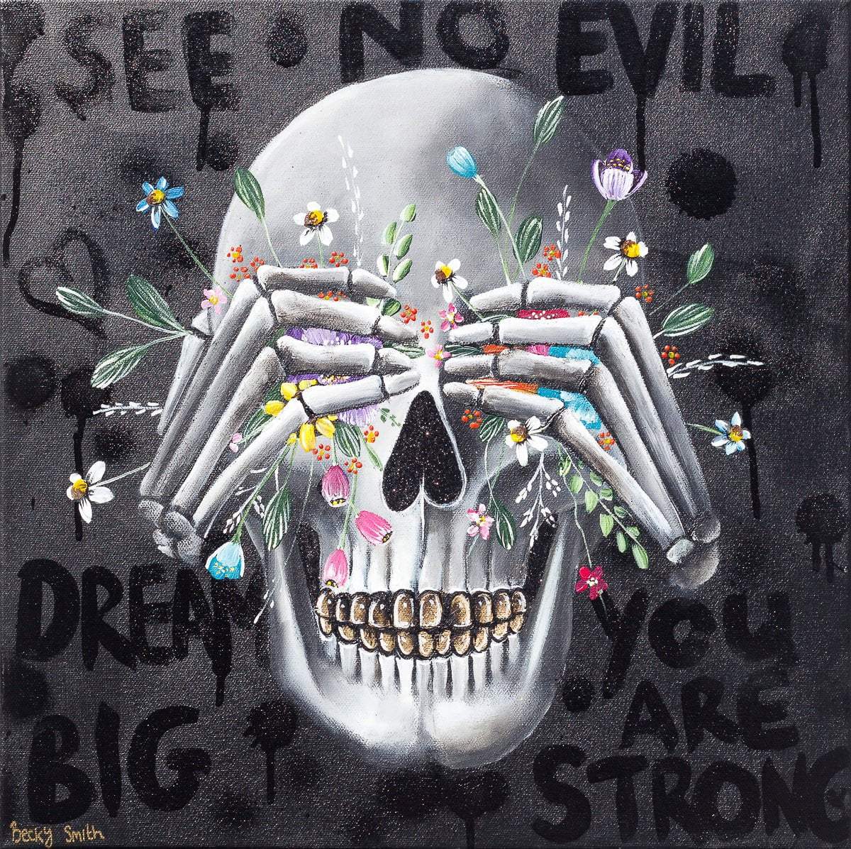 Speak No Evil, See No Evil, Hear No Evil Triptych - Original - SOLD by artist Becky Smith - Wyecliffe Galleries