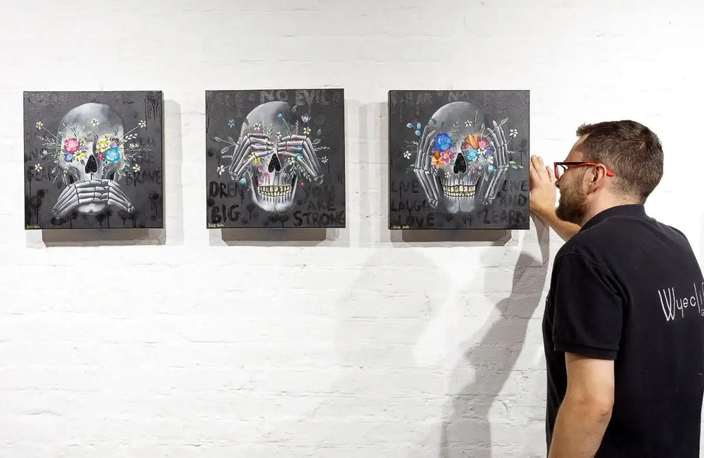 Speak No Evil, See No Evil, Hear No Evil Triptych - Original - SOLD by artist Becky Smith - Wyecliffe Galleries