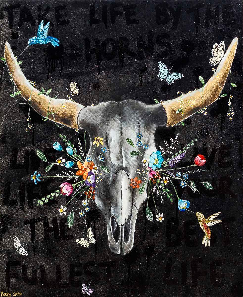 Take Life By The Horns - Original - SOLD by artist Becky Smith - Wyecliffe Galleries