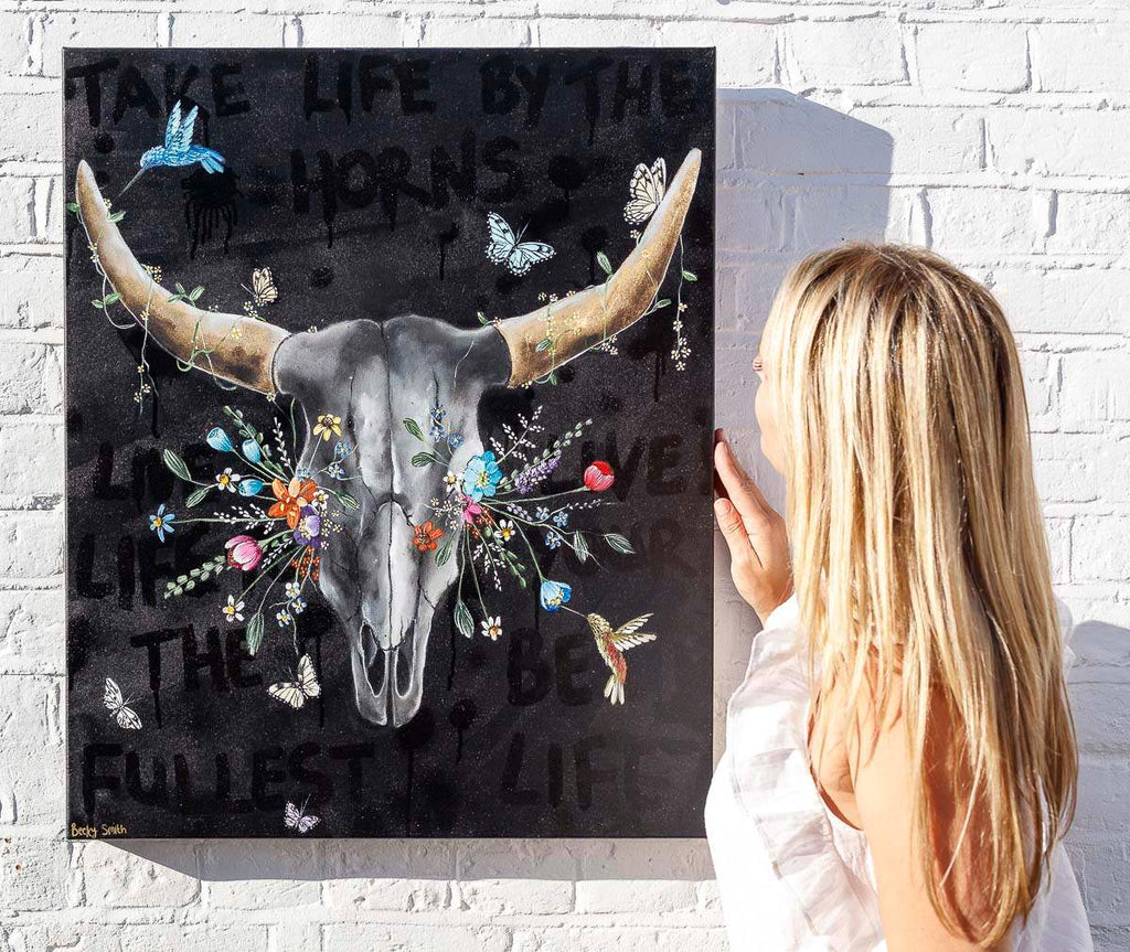 Take Life By The Horns - Original - SOLD by artist Becky Smith - Wyecliffe Galleries