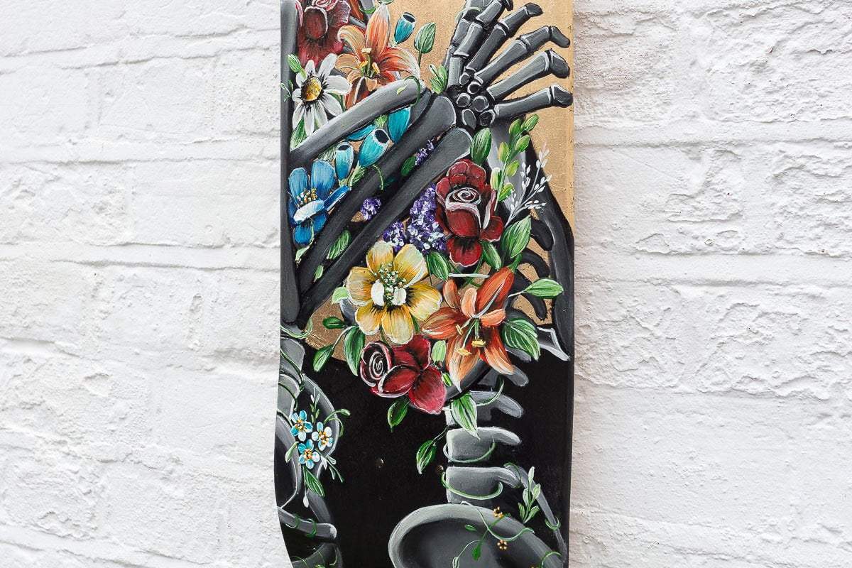 The Balance of Love – Original Skate Deck - SOLD by artist Becky Smith - Wyecliffe Galleries