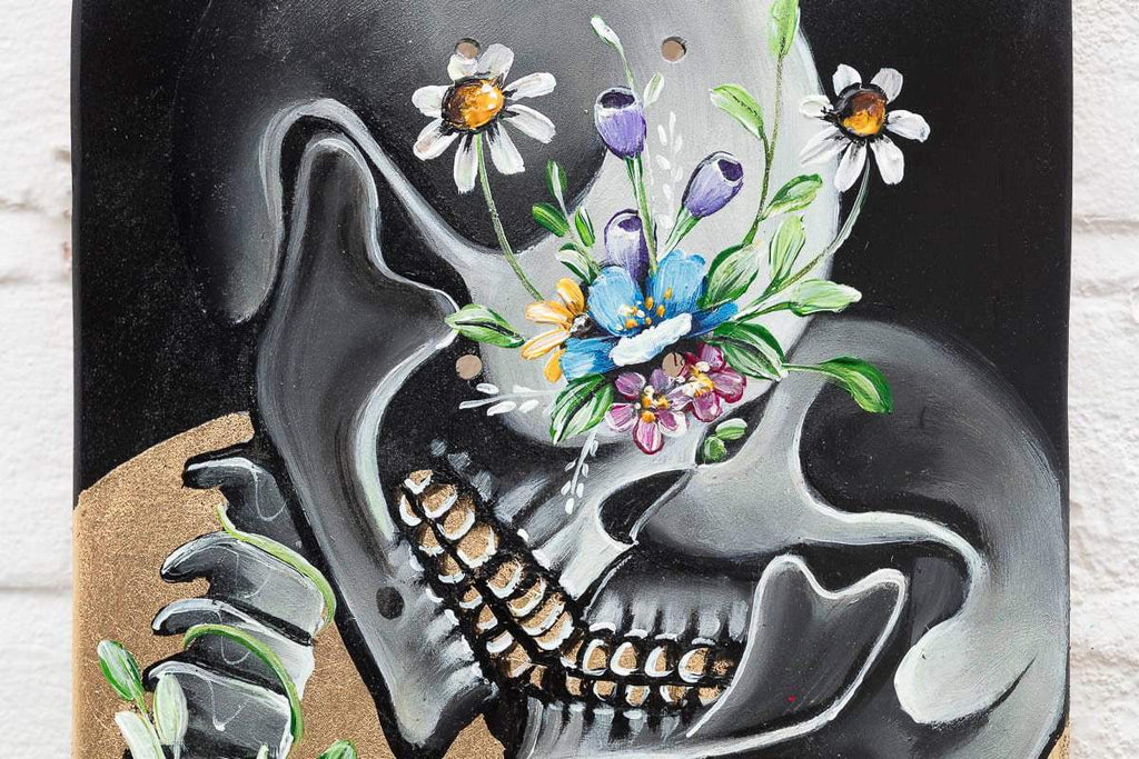 The Balance of Love – Original Skate Deck - SOLD by artist Becky Smith - Wyecliffe Galleries