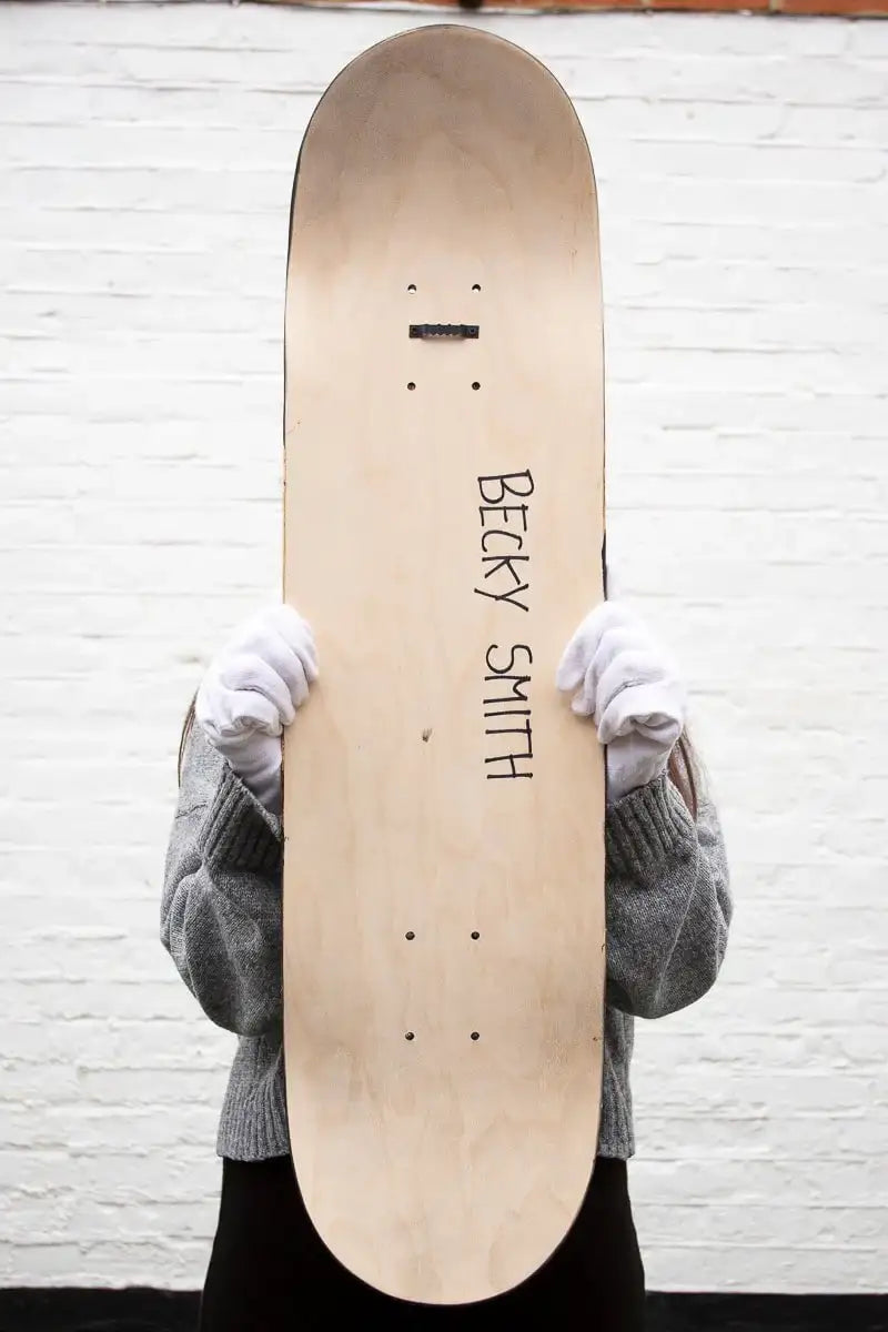 The Balance of Love – Original Skate Deck - SOLD by artist Becky Smith - Wyecliffe Galleries