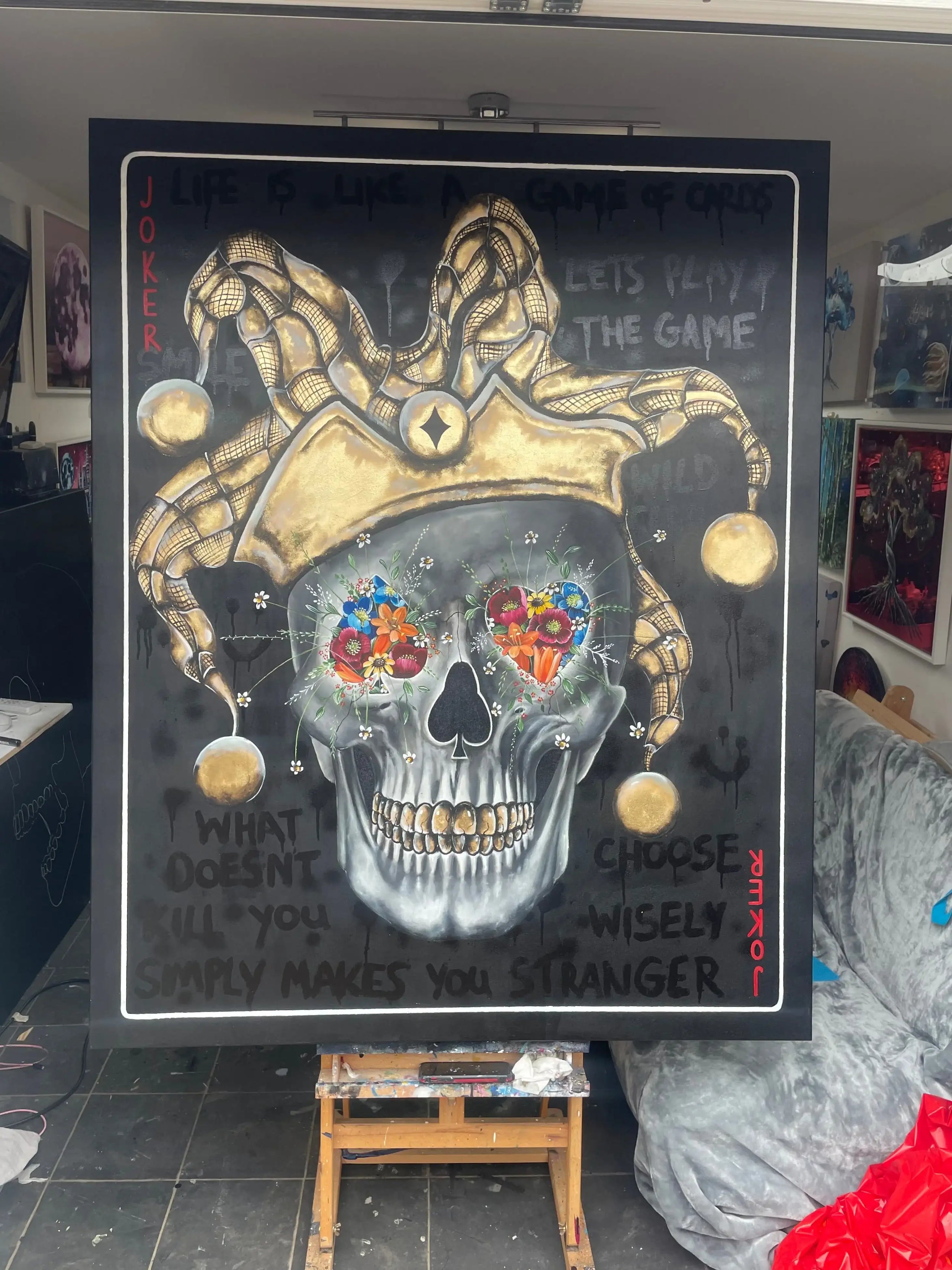 Joker - Black Suits - Original - SOLD by artist Becky Smith - Wyecliffe Galleries