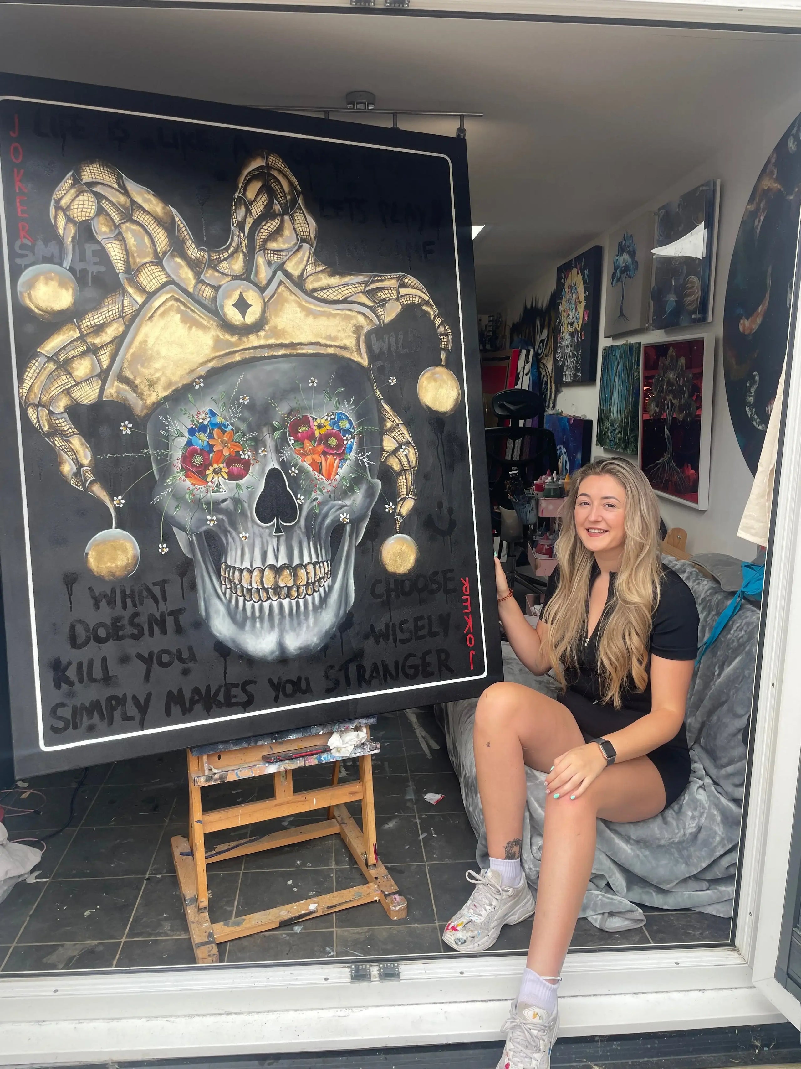 Joker - Black Suits - Original - SOLD by artist Becky Smith - Wyecliffe Galleries