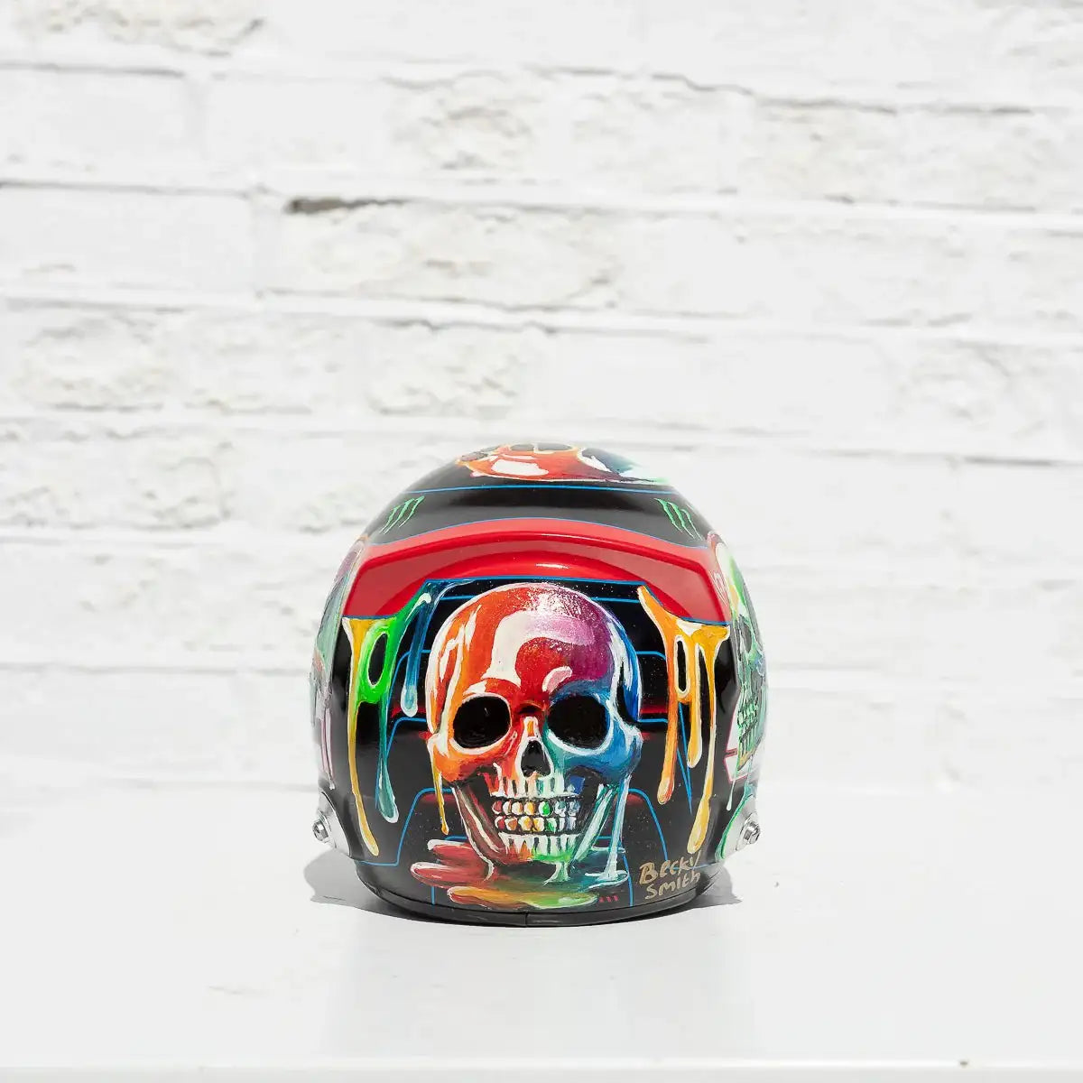 Thrill Seeker - Original Hand-Painted F1 Helmet - SOLD by artist Becky Smith - Wyecliffe Galleries