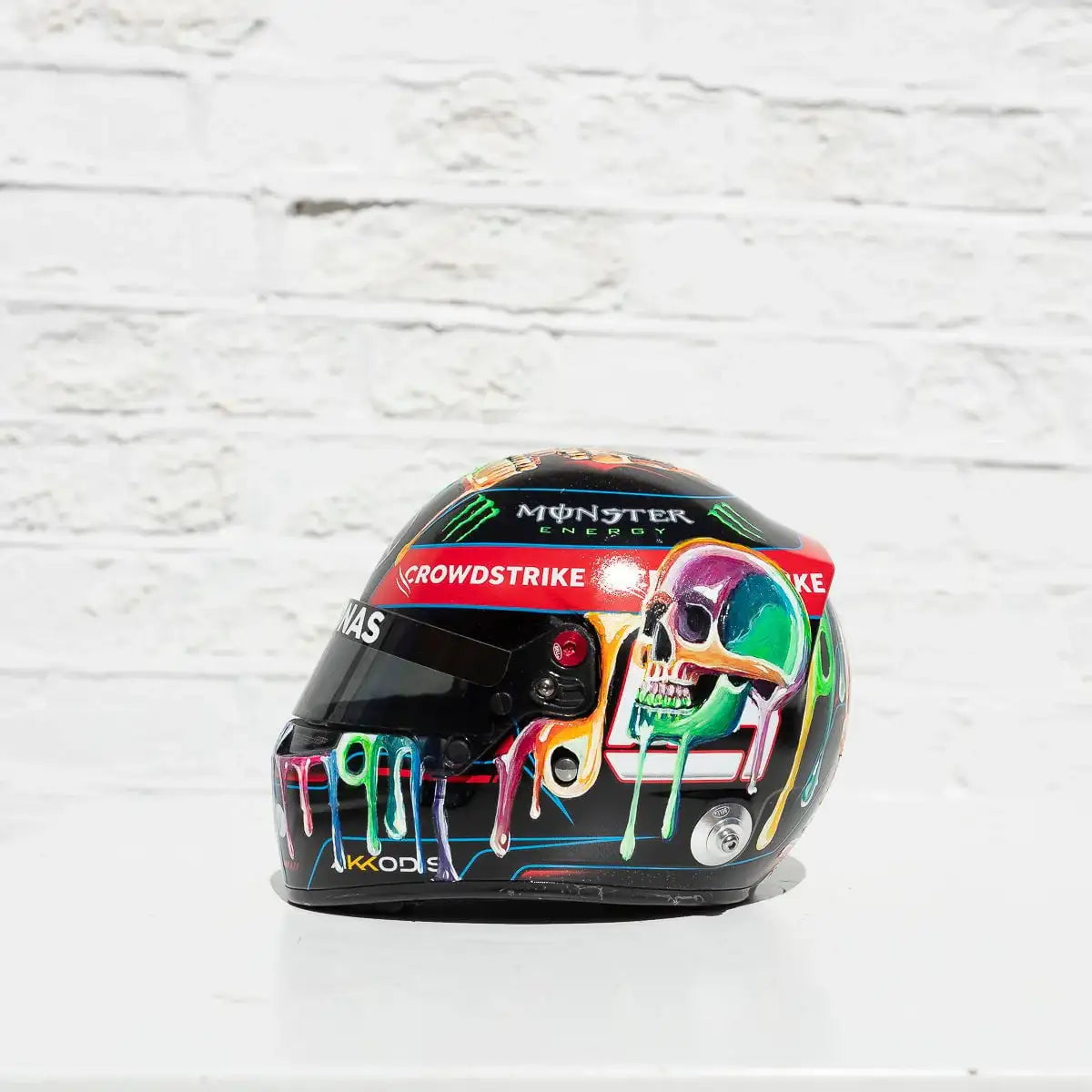 Thrill Seeker - Original Hand-Painted F1 Helmet - SOLD by artist Becky Smith - Wyecliffe Galleries