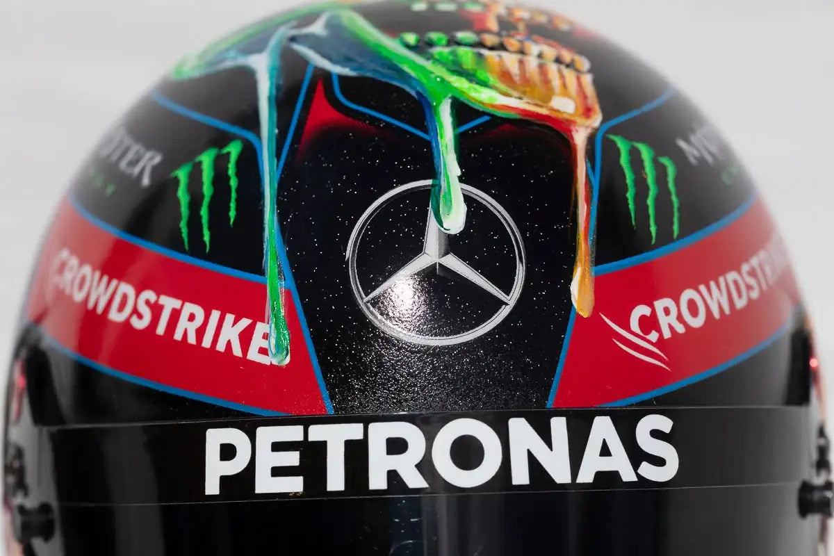 Thrill Seeker - Original Hand-Painted F1 Helmet - SOLD by artist Becky Smith - Wyecliffe Galleries