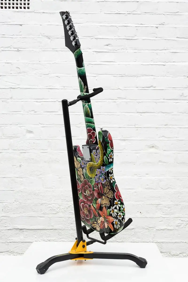 Welcome To The Jungle - Original Hand Painted Guitar - SOLD by artist Becky Smith - Wyecliffe Galleries