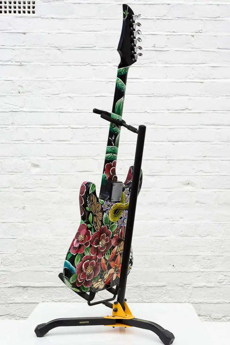 Welcome To The Jungle - Original Hand Painted Guitar - SOLD by artist Becky Smith - Wyecliffe Galleries