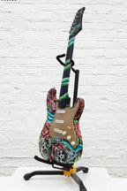 Welcome To The Jungle - Original Hand Painted Guitar - SOLD by artist Becky Smith - Wyecliffe Galleries