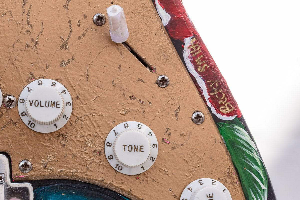 Welcome To The Jungle - Original Hand Painted Guitar - SOLD by artist Becky Smith - Wyecliffe Galleries