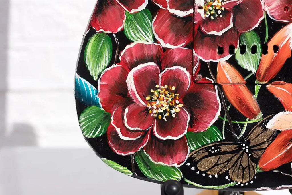 Welcome To The Jungle - Original Hand Painted Guitar - SOLD by artist Becky Smith - Wyecliffe Galleries