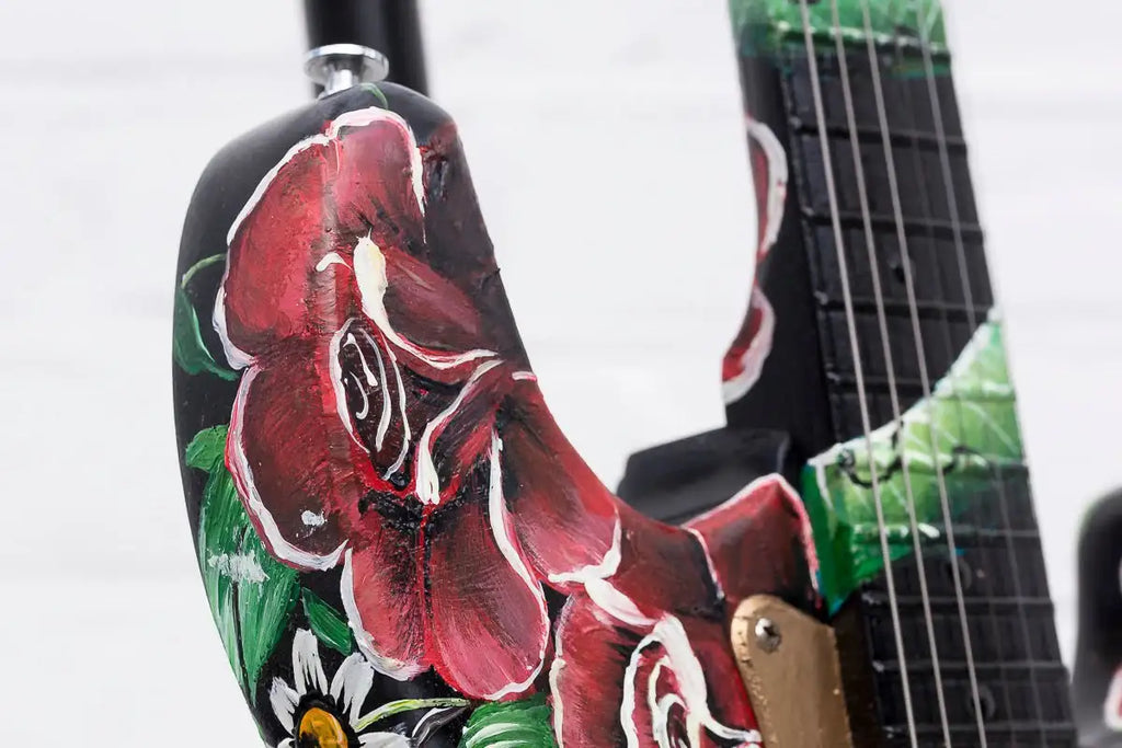 Welcome To The Jungle - Original Hand Painted Guitar - SOLD by artist Becky Smith - Wyecliffe Galleries