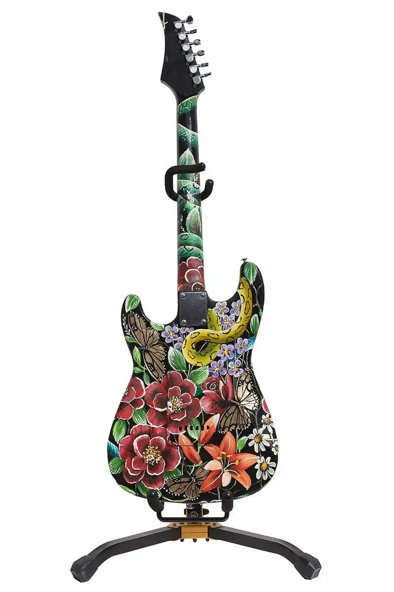 Welcome To The Jungle - Original Hand Painted Guitar - SOLD by artist Becky Smith - Wyecliffe Galleries