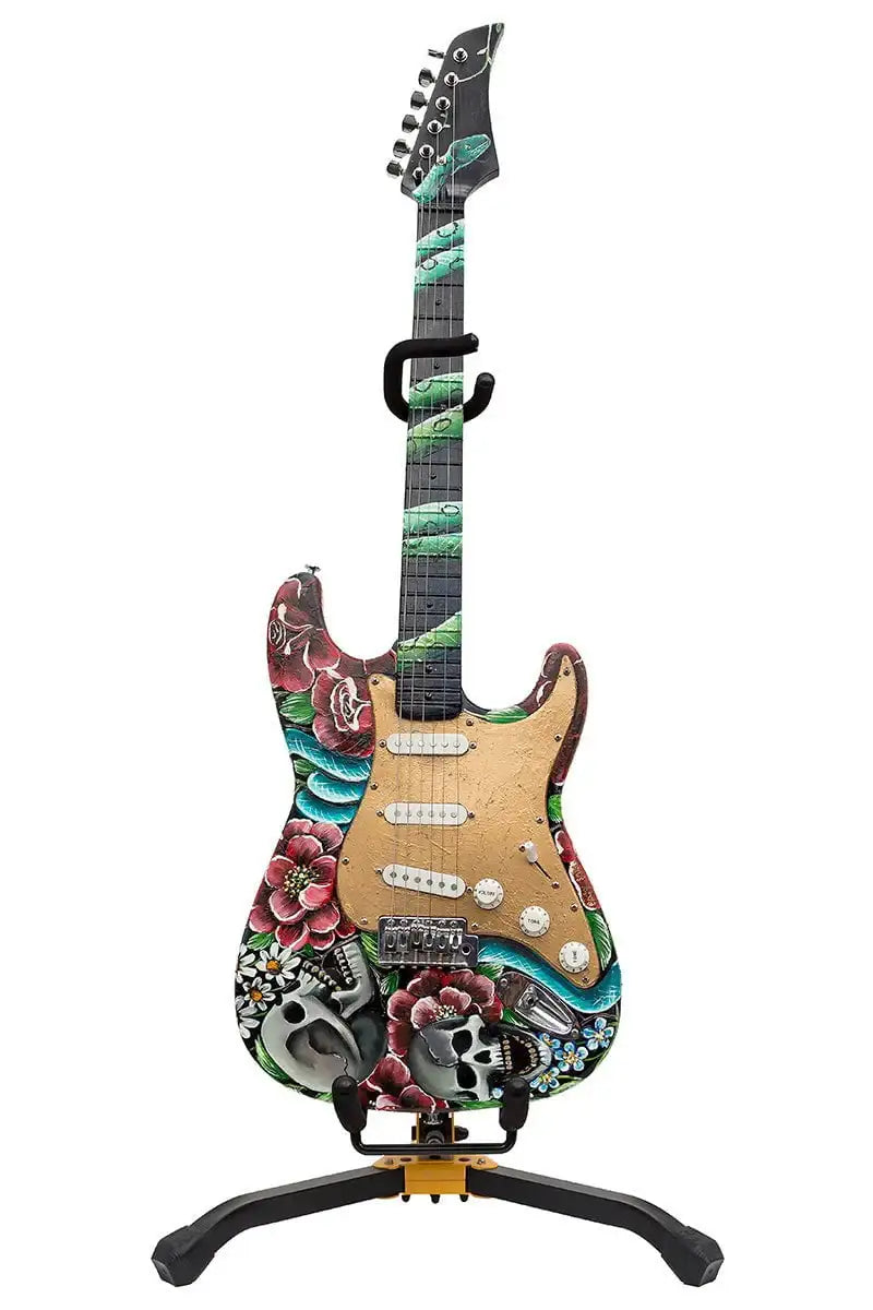 Welcome To The Jungle - Original Hand Painted Guitar - SOLD by artist Becky Smith - Wyecliffe Galleries
