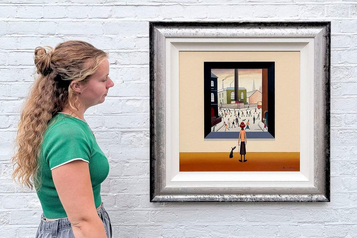 L.S -Lowryish - Mill Lane - Original by artist Chris Chapman - Wyecliffe Galleries