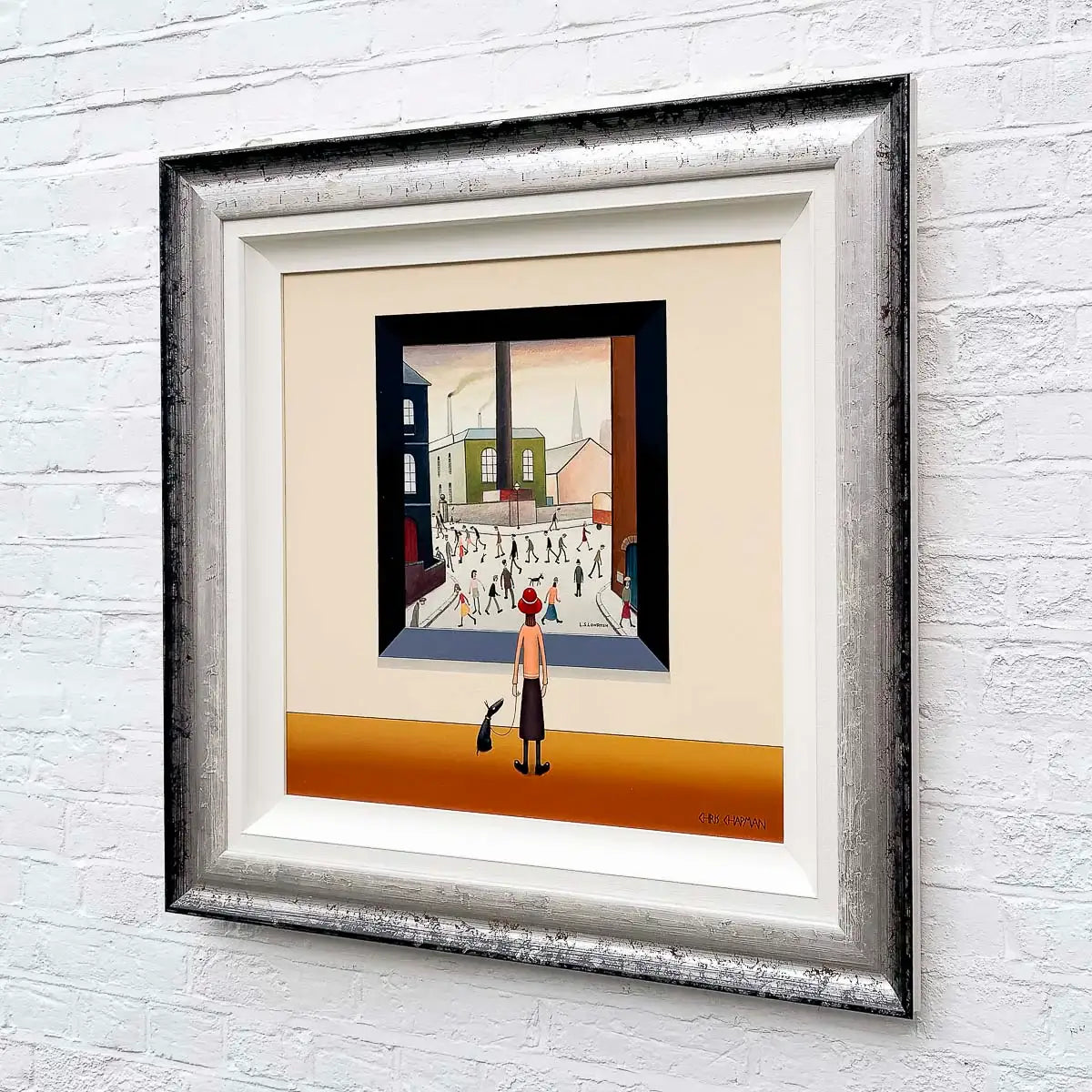 L.S -Lowryish - Mill Lane - Original by artist Chris Chapman - Wyecliffe Galleries