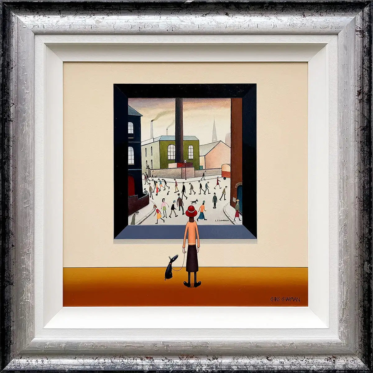 L.S -Lowryish - Mill Lane - Original by artist Chris Chapman - Wyecliffe Galleries