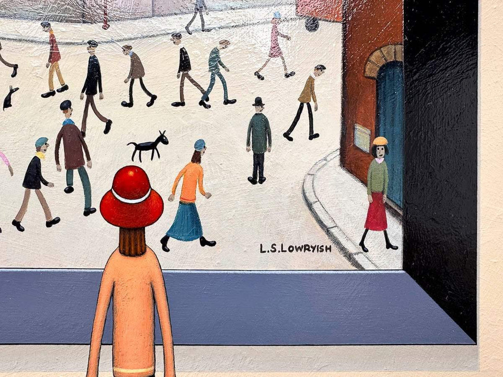 L.S -Lowryish - Mill Lane - Original by artist Chris Chapman - Wyecliffe Galleries