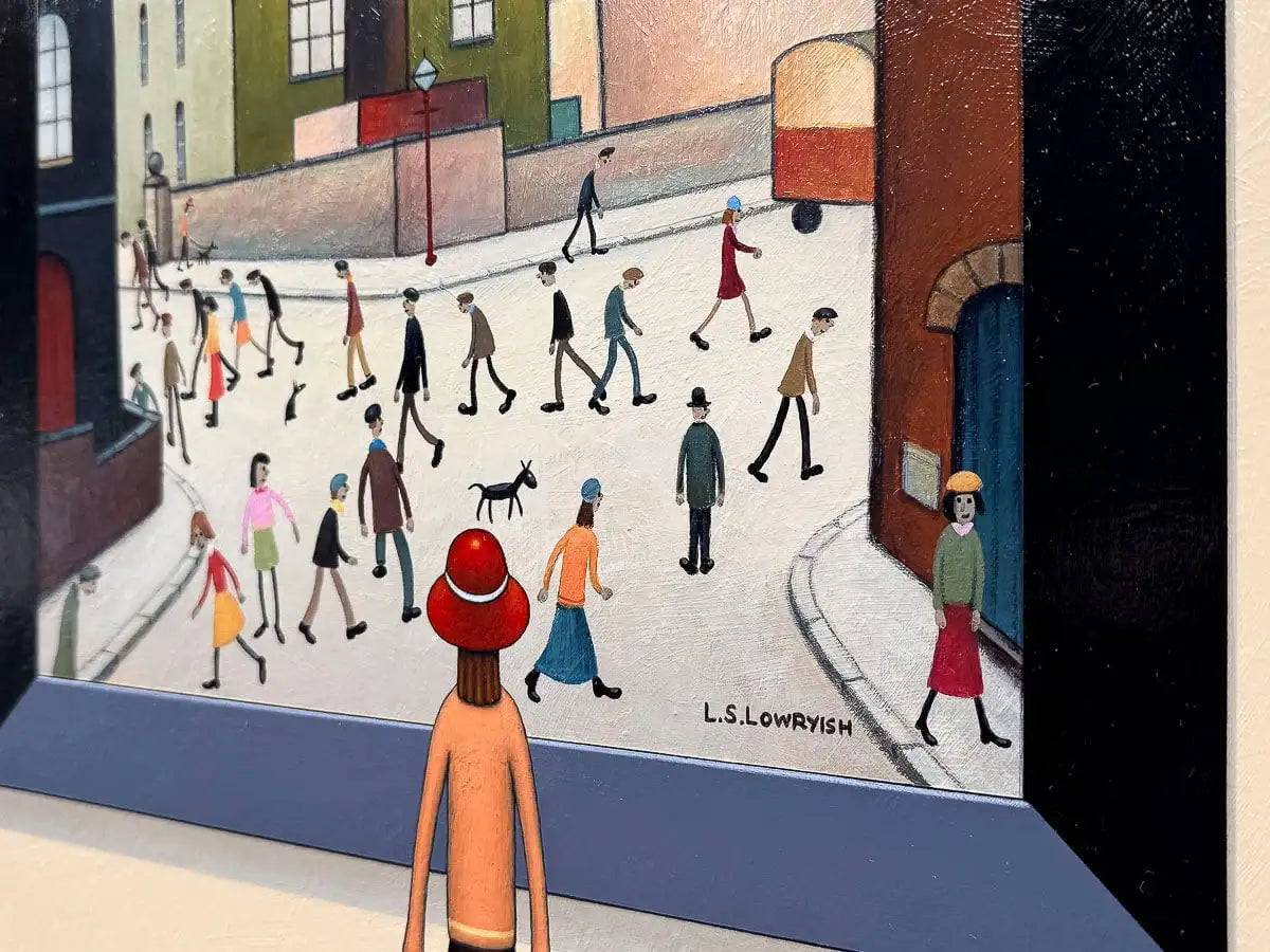 L.S -Lowryish - Mill Lane - Original by artist Chris Chapman - Wyecliffe Galleries