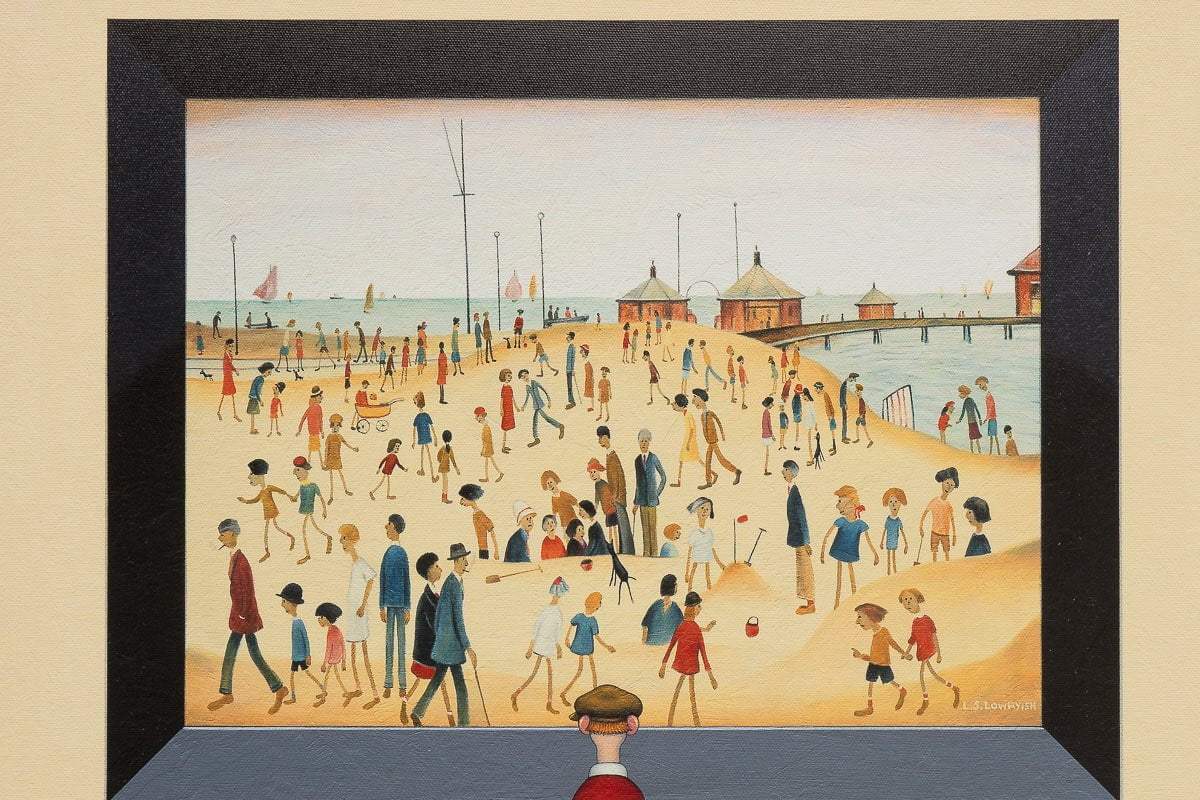 Lowryish - On The Beach - Edition by artist Chris Chapman - Wyecliffe Galleries