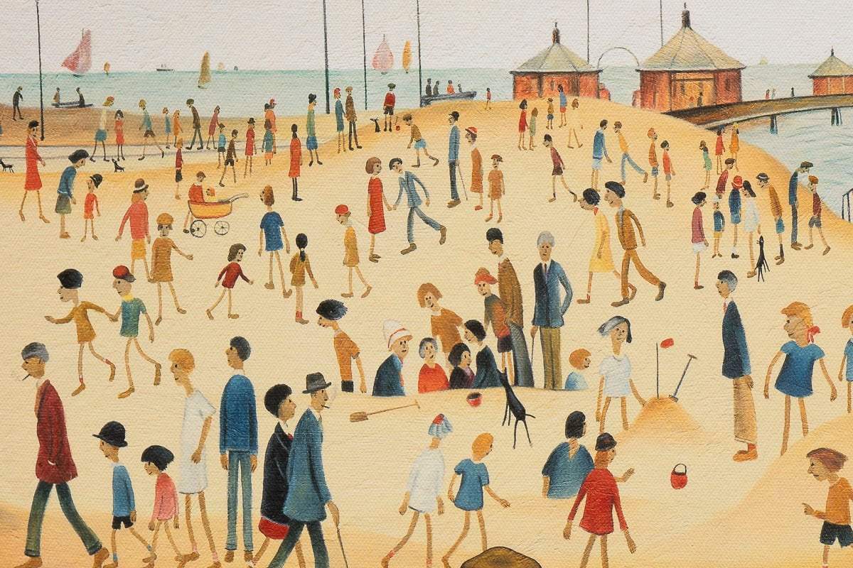 Lowryish - On The Beach - Edition by artist Chris Chapman - Wyecliffe Galleries