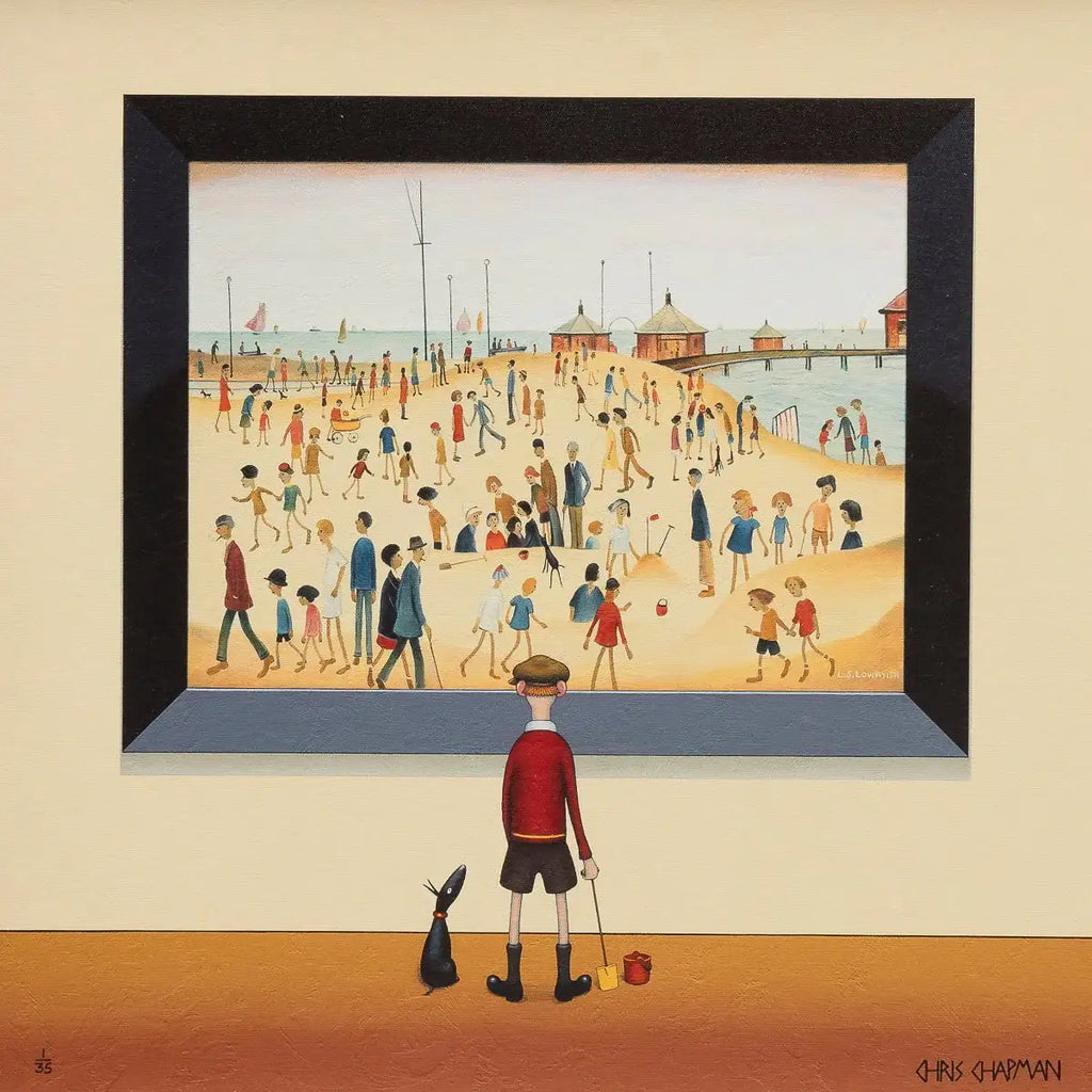 Lowryish - On The Beach - Edition by artist Chris Chapman - Wyecliffe Galleries