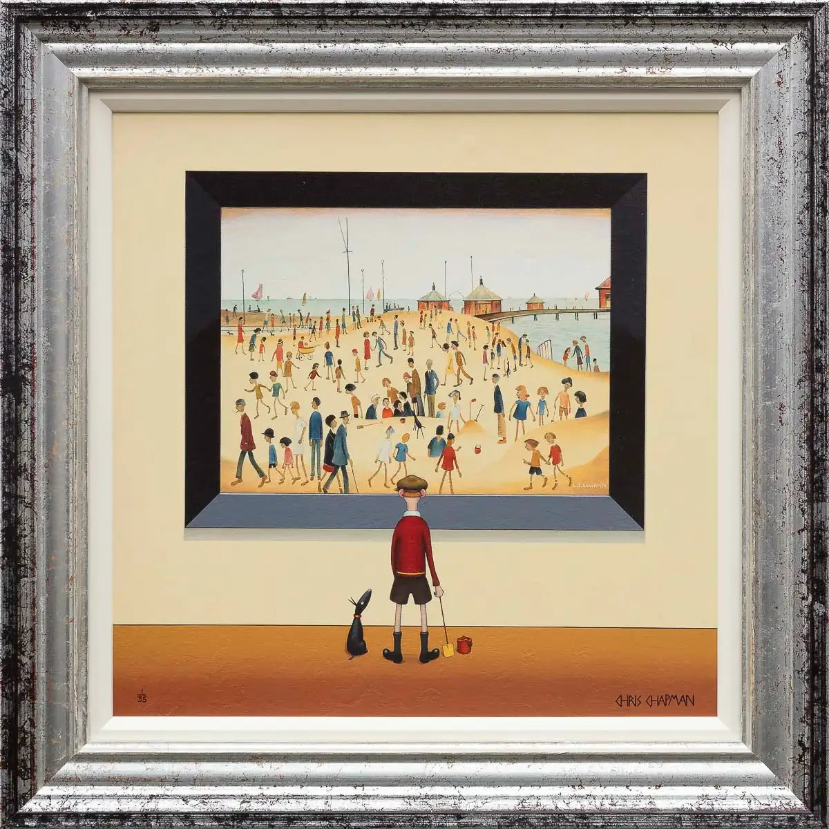 Lowryish - On The Beach - Edition by artist Chris Chapman - Wyecliffe Galleries