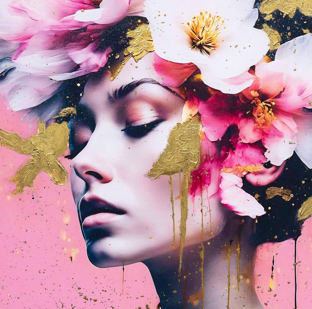 Dahlias Delight - Original - SOLD by artist Chuck - Wyecliffe Galleries