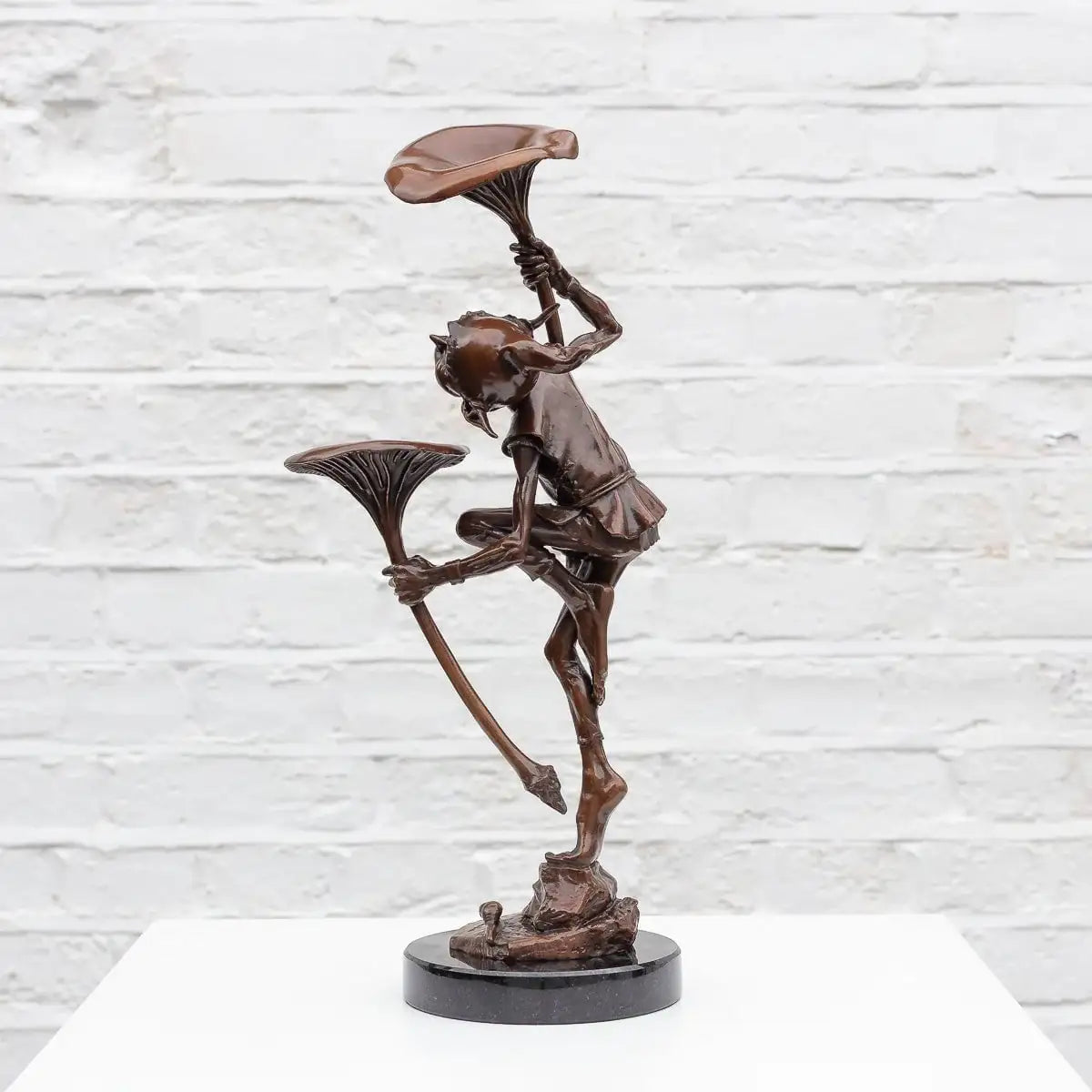Goblin With Mushrooms - Bronze Sculpture (Miniature) - Edition by artist David Goode - Wyecliffe Galleries