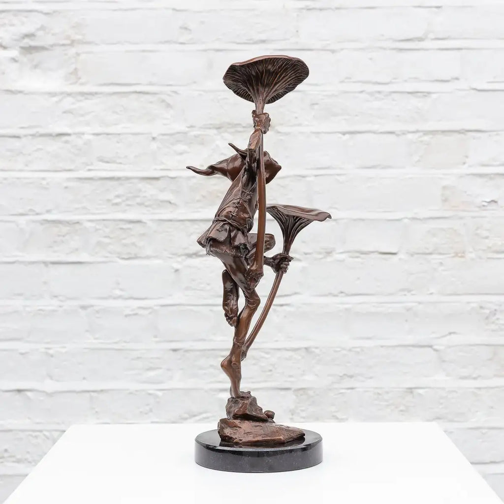 Goblin With Mushrooms - Bronze Sculpture (Miniature) - Edition by artist David Goode - Wyecliffe Galleries
