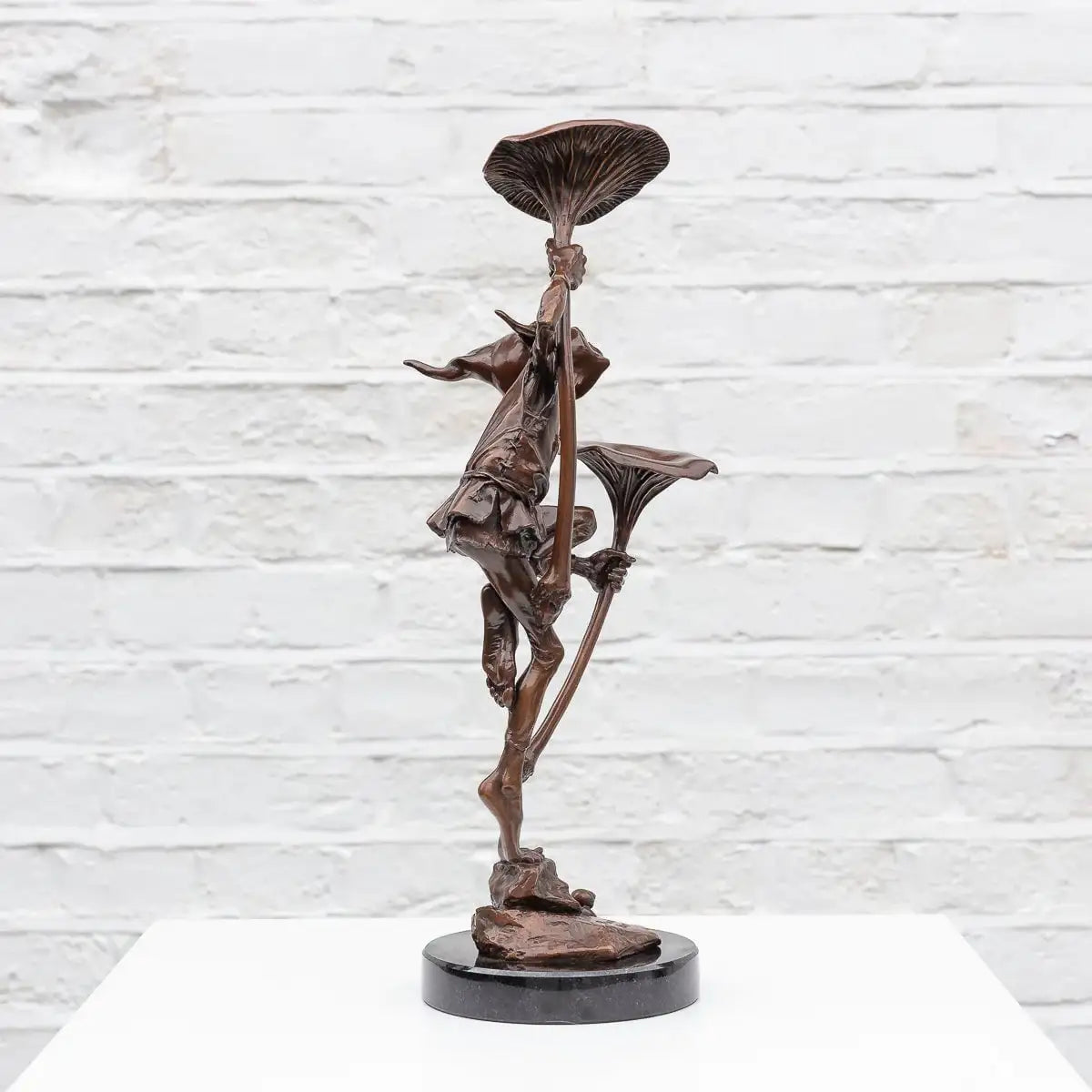 Goblin With Mushrooms - Bronze Sculpture (Miniature) - Edition by artist David Goode - Wyecliffe Galleries