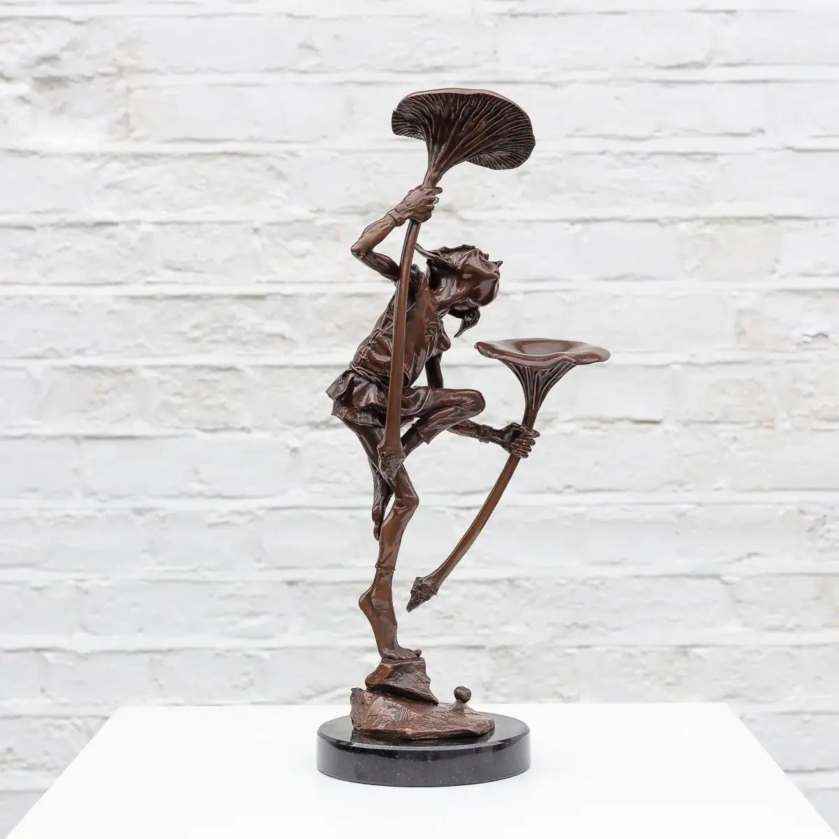 Goblin With Mushrooms - Bronze Sculpture (Miniature) - Edition by artist David Goode - Wyecliffe Galleries