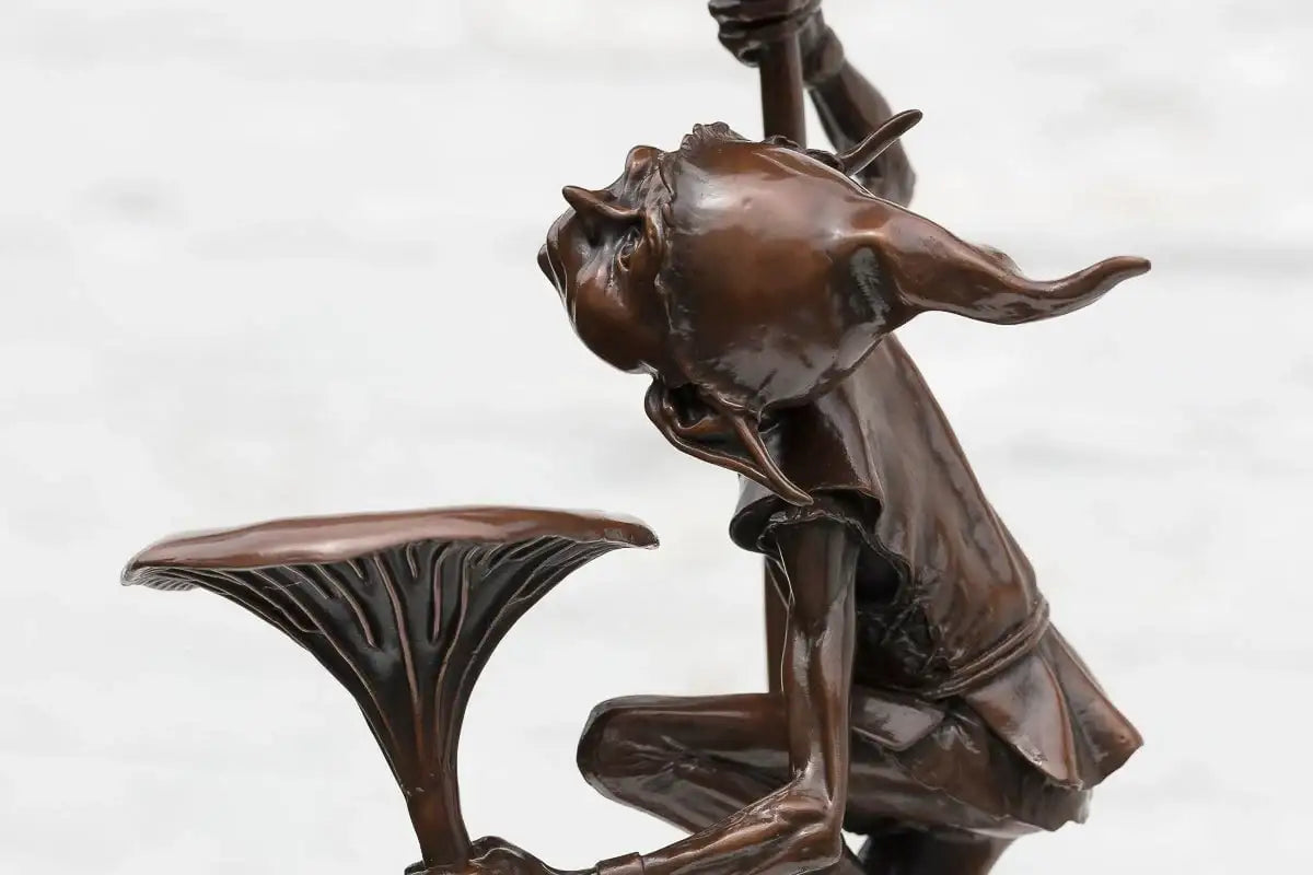 Goblin With Mushrooms - Bronze Sculpture (Miniature) - Edition by artist David Goode - Wyecliffe Galleries