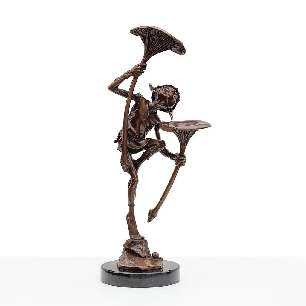 Goblin With Mushrooms - Bronze Sculpture (Miniature) - Edition by artist David Goode - Wyecliffe Galleries